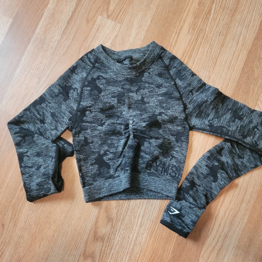 Gymshark Black Camo Crop Top Size XS